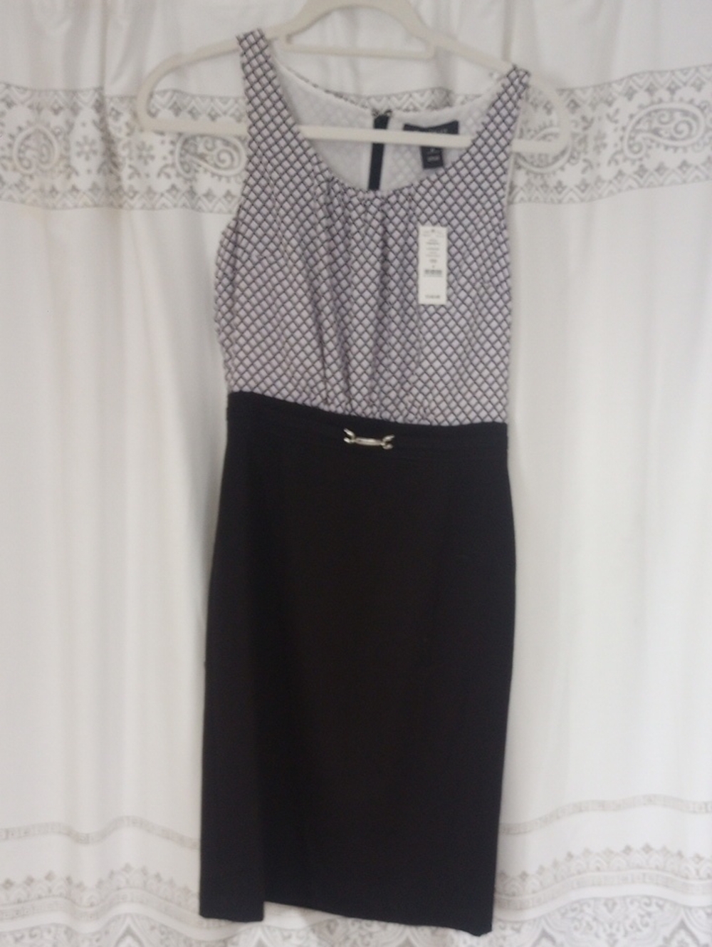 White House Black Market Black and White Patterned Sheath Dress